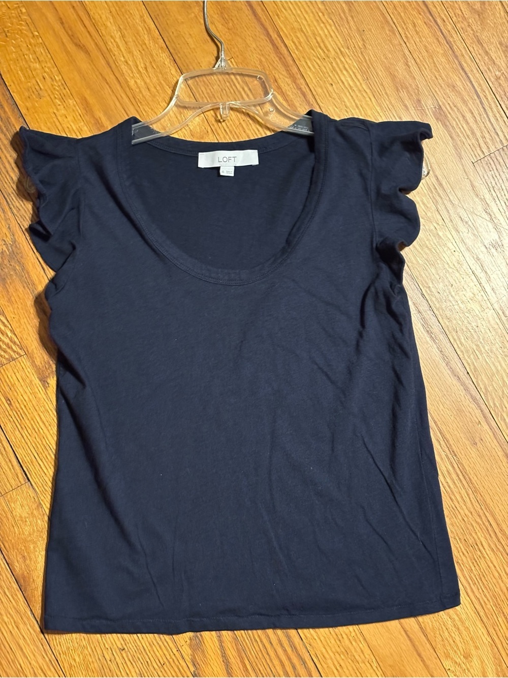 LOFT Navy Ruffle Shoulder Tank - Picture 7 of 9